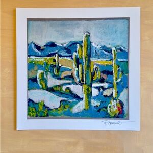 Vibrant Desert Landscape Art Print 12x12” signed artwork